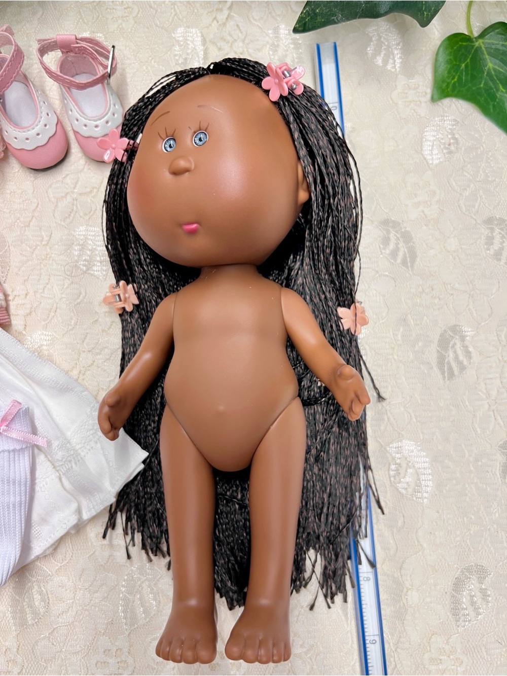 NWT-Mia Potato Doll, 1/8 Scale, 9”, 23 CM. Dark Brown Braided Hair and Blue Eyes - Picture 11 of 12